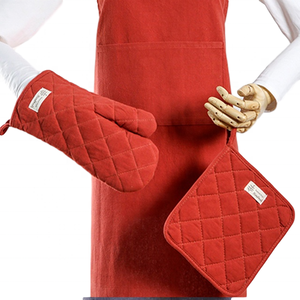Ensemble de gants de cuisine et de protège-plat en coton, résistants à la chaleur, avec logo personnalisé, pour barbecue et four, pour chef cuisinier - Product Image 4