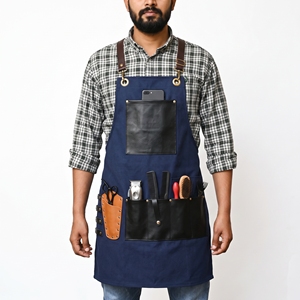 Tablier de coiffeur en toile de coton, réglable, à dos croisé, multi-poches, pour rangement d'outils de barbier, tenue de travail professionnelle pour salon - Product Image 1