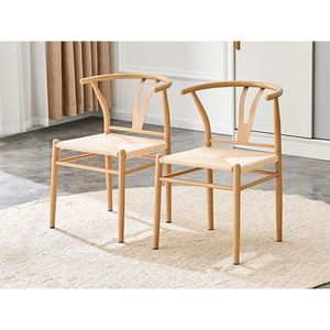 Sedia da Pranzo Wesborn a Y in Stile Medievale, Colore Legno Naturale con Dettagli in Ferro e Seduta Intrecciata in Corda Naturale per Poltrona - Product Image 6
