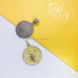 Premium Iced Moissanite Diamond Pendant with <b>Round</b> <b>Frame</b> and Sparkling 925 Sterling Silver Jewelry Design - Product Image 3