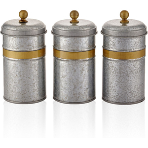 New Decorative Metal Galvanized Eco-Friendly Food Storage Spice Canister Kitchenware 4-Piece Set with <b>Clip</b>-on Lid - Product Image 2