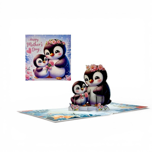 Tarjeta Pop-Up de Pingüino para el Día de la Madre, Artesanía en Papel de Vietnam, para Expresar Amor como Regalo, Más Vendida y en Tendencia - Product Image 5