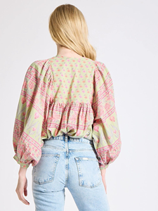 Blusa de Mujer Estilo Boho Vintage con Estampado Floral, 100% Algodón, Cuello en V, Manga Larga Abullonada, Informal de Verano, Ecológica, Transpirable y Ligera - Product Image 6