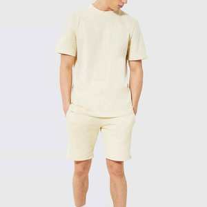 Ensemble T-shirt et short pour homme en coton 100% lourd, à manches courtes, imprimé sur mesure, délavé à l'acide, respirant - Product Image 2