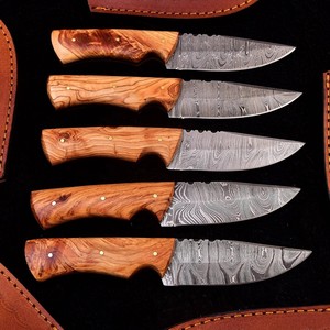 Mejor Precio Cuchillo de Hoja Fija de Acero de Damasco Dustline Commodities, Lote Surtido con Funda de Cuero, Hecho a Mano, para Camping, Fácil de Transportar - Product Image 5