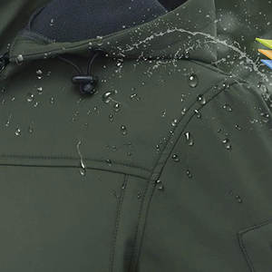 Chaqueta de Hombre Personalizada, Color Verde Oscuro, con Capucha, para Exteriores, Impermeable, Cortavientos, con Cierre y Bolsillos en el Pecho y las Mangas - Product Image 5