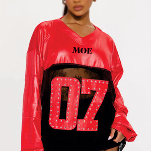Maillot de football américain vintage rétro de luxe surdimensionné 2026 avec broderie, col en V, logo personnalisé, service OEM, haut de gamme pour femme - Product Image 6