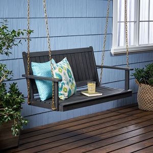 Dondolo da Esterno Moderno in Legno di Acacia, Design Contemporaneo per Portico e Giardino - Product Image 3