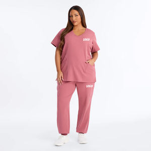 Uniformes Médicos de Lona Transpirable con Logotipo Personalizado al por Mayor, Conjuntos de Manga Larga para Mujer, Uniformes de Hospital de Spandex - Product Image 1
