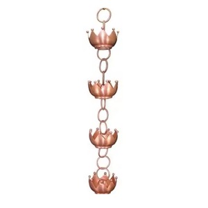 Chaîne de pluie décorative en métal, résistante aux intempéries, fabriquée à la main, de style moderne et luxueux, pour drainage des gouttières de toit, utilisation extérieure suspendue - Product Image 4
