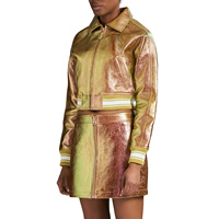 Veste d'hiver réversible matelassée en cuir de vachette de haute qualité, avec fermeture éclair, imperméable et respirante, taille plus, design personnalisé et pailleté