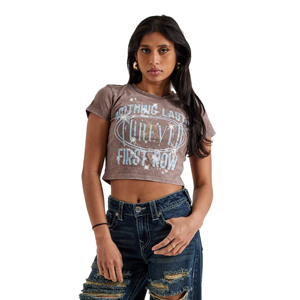 Camiseta Corta de Verano con Logotipo Personalizado, Lavada al Ácido, Ecológica, con Estampado Gráfico, Estilo Sexy, Corte Regular, Manga Corta, para Mujer - Product Image 2