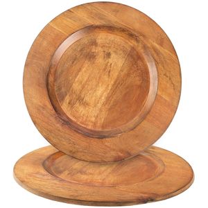 Platos base redondos de madera de acacia hechos a mano, plato de madera de 13 pulgadas, plato decorativo para decoración de mesa de bodas y fiestas. - Product Image 4