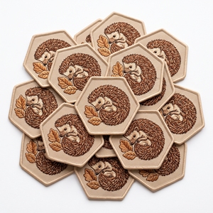 Insignias Bordadas Hexagonales con Diseño de Arándano, Proveedor Mayorista de Escudos Botánicos de Ramas de Arándano para Prendas y Delantales - Product Image 6