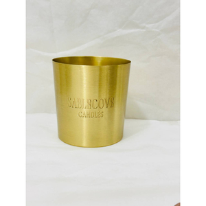Wholesale Brushed Gold Metal <b>Candle</b> Jar With Customized Logo for High-End Home Decor and Event <b>Gifting</b> Metal <b>Candle</b> Containers - Product Image 1