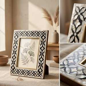 Cadre photo contemporain en nacre, taille et forme personnalisables, présentoir photo artisanal en nacre pour un style moderne - Product Image 6