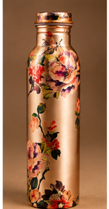 Botella de Agua de Cobre Puro con Estampado Floral, Botella Ayurvédica Hecha a Mano por Diseñadores, Botella Reutilizable a Prueba de Fugas, Ecológica - Product Image 6