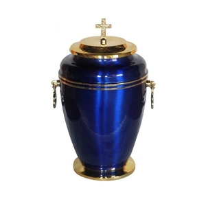Urna Funeraria de Metal Negro Mate para Cenizas de Adultos con Tapa de Cruz Dorada Pulida, Recipiente para Cenizas Funerarias Cristianas, Venta al Por Mayor - Product Image 2