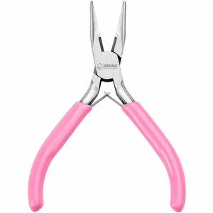 Pince à bec effilé de 4,5 pouces pour la réparation de bijoux, le bobinage de fils et les projets d'artisanat DIY, outil à poignée rose - Product Image 1