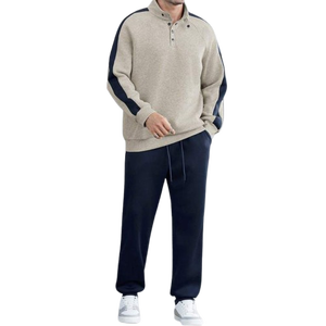 Ensemble de survêtement homme marron chocolat : sweat à capuche et pantalon de jogging à revers, en molleton décontracté, idéal pour l'hiver et la gym (deux pièces) - Product Image 6
