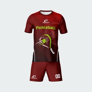 Unisex Casual Sportswear Pickleball <b>Club</b> Uniform Active Short Sleeve <b>Top</b> and Shorts Set - Product Image 1