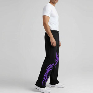 Men's Black Purple Tribal Print Sweatpants Elastic Waist Casual <b>Joggers</b> <b>Polyester</b> Breathable Autumn Wear - Product Image 3
