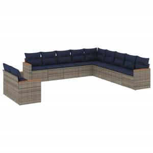 Poly Rattan Garden <b>Sofa</b> <b>Set</b> With Cushions Grey Outdoor Furniture Contemporary Design - Product Image 2