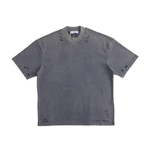 Camiseta de algodón 100% para hombre, talla grande, estilo desgastado, holgada, estampada, de color sólido, transpirable, con el mejor diseño, oversize. - Product Image 4