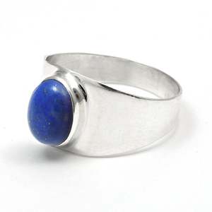 Natural Lapis Lazuli Gemstone Boho <b>Ring</b> In 925 Sterling <b>Silver</b> Handmade Bold Gemstone Jewelry For <b>Men</b> & Women In Wholesale Price - Product Image 1