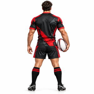 Custom <b>Rugby</b> Uniform Set for Men with Sublimated Design Breathable Polyester Fabric Lightweight Sports Jersey & <b>Shorts</b> for Team - Product Image 4