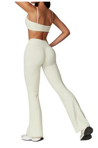 Conjunto de Yoga de 2 Piezas Azul Claro, Top Corto Deportivo, Pantalones Cortos de Cintura Alta, Poliamida Sin Costuras, Compresión, Cintura Elástica - Product Image 3