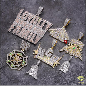 Collar de Hip Hop con Colgante 'Rich Forever' con Diamantes de Moissanita, Chapado en Oro, Joyería de Lujo, Regalo - Product Image 2