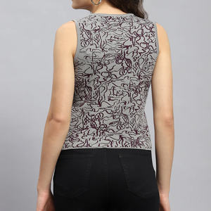 Camiseta sin mangas de tela jersey estilo hip hop para mujer, de alta calidad, transpirable, ajustada, con estampado liso, MOQ bajo, ¡la más vendida! - Product Image 2