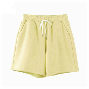 Pantalones Cortos para Hombre, Color Amarillo Sólido, de Algodón, Cintura Media, con Cordón, Casuales, Transpirables, Tejidos, con Bolsillos, Hechos a Medida - Product Image 5