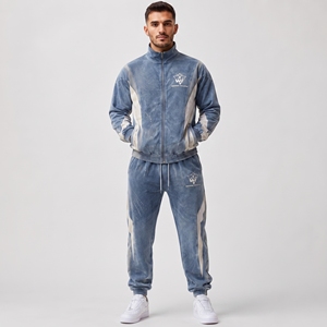 Relaxed Fit Cotton Men Sun Faded Tracksuit Blend Sweatshirt Jogger Pants Casual <b>Athletic</b> Wear Fashion Outfit - Product Image 1