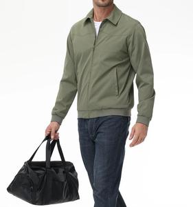 Blouson bomber vert olive pour homme, coupe-vent, fermeture éclair, style sportif décontracté, vêtement d'automne, coupe régulière, couleur unie, à capuche - Product Image 1