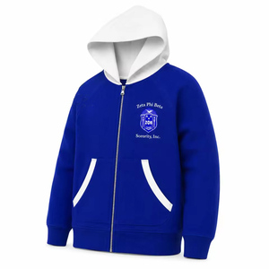 เสื้อฮู้ดซิปผู้หญิง Zeta Phi Beta Sorority สีแทน แต่งฮู้ดตัดสี ซิปยาว แขนยาว ปักอักษรกรีก สไตล์ลำลอง - Product Image 4