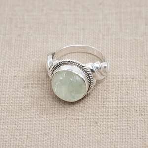 Natural Prehnite Gemstone <b>Ring</b> 925 Sterling Silver Handmade Vintage Style Oval Cabochon Healing <b>Crystal</b> Jewelry Gift for Women - Product Image 4