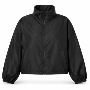 Custom <b>Womens</b> <b>Lightweight</b> Oversized Windbreaker <b>Jacket</b> Stand Collar Full Zip Casual Fashion Private Label Wholesale Manufacturer - Product Image 5