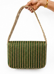 Beaded <b>for</b> Evening <b>Bag</b> with Green Floral Pattern Shoulder Strap Handmade Cotton Lining Elegant <b>Wedding</b> Gift Party Accessory - Product Image 4