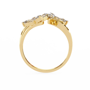 Anillo de Cóctel de Oro Amarillo de Lujo para Mujer con Diseño de Flor y Diamante Corte Marquesa, Estilo Compromiso - Product Image 4