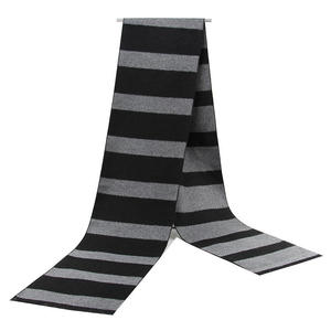 Écharpe longue classique à rayures pour homme, hiver, isolation thermique, 100% acrylique, noir gris, adulte - Product Image 2