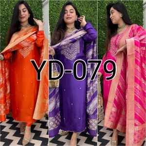 Traje Salwar de Tela de Algodón Chanderi de Diseño Moderno, Estilo Indio-Pakistaní, Exclusivo y de Última Moda para Mujer, Ideal para Fiestas, Bodas y Eventos Étnicos - Product Image 3