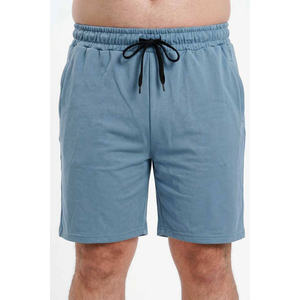 Shorts Bermuda Homme Bleu Uni 100% Coton avec Cordon de Serrage, Taille Mi-Haute Décontractée, Tissu Respirant - Product Image 1