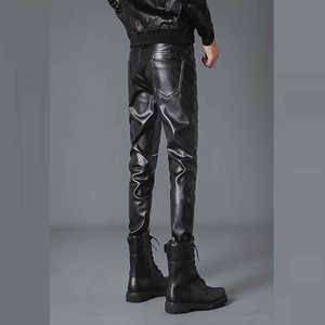 Pantalon en cuir noir sur mesure, style décontracté, qualité supérieure, respirant, nouveau, coupe ajustée professionnelle, best-seller - Product Image 2