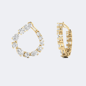 Pendientes de Aro con Diamantes de Forma Mixta de 1.75CTW, Color E, Claridad VVS2, Cultivados en Laboratorio, con Engaste de Puntas, Joyería Colgante para Mujer - Product Image 6
