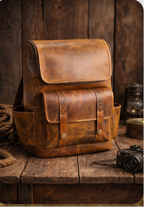 กระเป๋าเป้หนังแท้สำหรับผู้ชาย รุ่นพรีเมียม น้ำหนักเบา ใส่แล็ปท็อปได้ พร้อมสายรัดกันกระแทก สำหรับทำงานและเดินทาง โดย VARAD IMPEX - Product Image 2