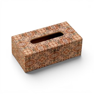 กล่องใส่กระดาษทิชชูไม้พิมพ์ลายทำมือ กล่องเก็บกระดาษทิชชูตกแต่ง - Product Image 1