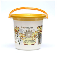 Cubo de Plástico PP de 25L con Diseño Floral en Colores Claros, Ecológico y Moderno, con Tapas para Almacenamiento y Organización del Hogar