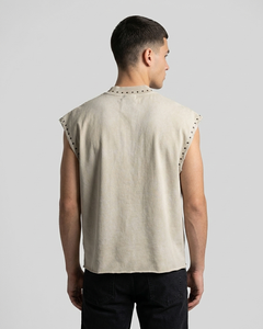 T-shirt court sans manches surdimensionné en jersey 100 % coton doux et respirant avec impression numérique personnalisée et strass - Product Image 6